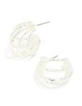 Silver Textured 5-PRONG Huggie Earrings