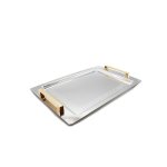 18-10 Stainless Steel Versace Tray With Gold Handle SGN2103