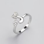 Cute Cat Kitten Open Ring Plated Jewelry For Women Girls Teen