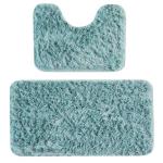 2 PC Bathmat Set Blue Haze Shaggy Plush Blue