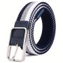 Unisex Casual Woven Belts For Women & Men Trendy Striped Elastic Waistband Simple Jeans Pants Belt