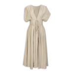 Sand Double Tie Midi Dress
