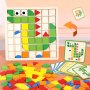 Montessori Wooden Toys Multi-colored Multi-shaped 3D Mosaic Puzzles Desktop Games Building Blocks Educational Toys That Can Become Christmas And Halloween Gifts For Children