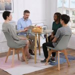 Round Glass 5 Piece Dining Set With Fabric Chairs