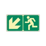 Sabs Diagonal Arrow Down Left + Running Man Left Photoluminescent Sign E14