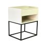 Kilimanjaro White Side Table One Drawer With Shelf - Hidden Handle