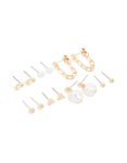 Goldair Gold Pearl Chain Drop & Stud Earrings 7-PACK