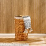 Lined Tapered Water Hyacinth Hamper With Lid Natural - Large 65X40X32CM