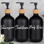 3PCS Black Soap Dispenser Bathroom Shower Shampoo Shower Gel Bottle Refillable Soap Liquid Storage Container