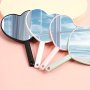 1PC Heart-shaped MINI Makeup Mirror With Handle Portable High-definition Handheld Plastic Mirror With Hanging Hole Vanity Cosmetic Mirror Home Decor Travel Accessory Bathroom Decor