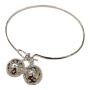 Gift Emporium Silver Bangle Bracelet With Filigree Ball Charms - Hook Clasp