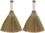 2PCS Natural Straw Woven Hand Brooms 20X28CM With White Handles - Soft