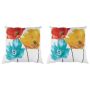 Flax Square Pillow Case Tricolor Poppy Flowers 45 X 45CM