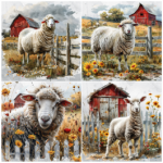 Tear Resistant Deco Print Lamb Red Barn