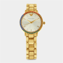 Gold Plated Champagne Dial Rainbow Crystal Bracelet Watch