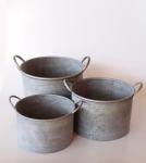Round Metal Planter With Handle