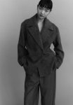 Wool-blend Double-breasted Jacket - Dark Grey
