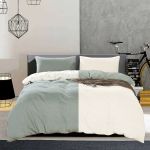 Linen-boutique- Washed Cotton Bedding Duvet Set 4 Pieces - Greyoffwhite