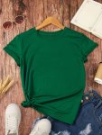 Solid Crew Neck Simple T-Shirt Casual Short Sleeve T-Shirt For Spring & Summer Women's Clothing