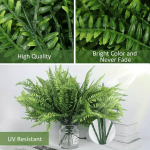 Artificial Fern Plants Bundle - Uv Resistant Faux Boston Ferns For Indoor Outdoor Decor Perfect For Home Garden Office Wedding A