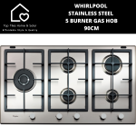 Whirlpool Stainless Steel 5 Burner Gas Hob - 90CM