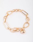 Goldair Gold Multi Link Heart T&o Chain Bracelet