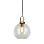ELBA Round Glass Pendant Light Brass With Clear Grey - Antique Brass Clear Glass