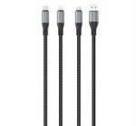 Ezra 3IN1 Black Braided 2.4A 1METER Data Cable