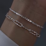 1 2PCS Bling Bling Super Shiny Chain Bracelet Set Elegant Hand Chain Jewelry For Women