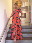 Split Thigh Allover Print Dress Elegant Slanted Shoulder Sleeveless Party Dress Women's Clothing Wedding occasion engagement cer