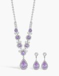 Silver Lilac Purple Cubic Zirconia Necklace & Earrings Set