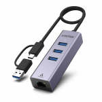 UNITEK Y-3088B 4-IN-1 USB Hub Type-a 5GBPS And RJ45 And Type-c To Type-a Adapter