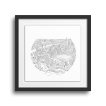 City Bowls - London Art Print - 297MM X 297MM A3 Width Framed - Black Frame