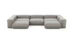U-shape Sofa - Velvet - Light Grey - 377CM X 199CM