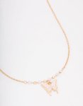 Goldair Gold Pearl Butterfly Short Necklace