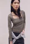 Long-sleeved Jersey Top - Dark Greige