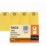 JD3 Buff-manilla Tags - NO.3 95 X 48MM Box Of 1000