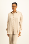 Dani Oversized Satin Shirt - Stone - XS