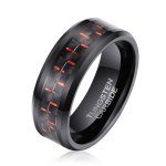 Men's Red & Black Fiber Tungsten Ring OY010 - 11