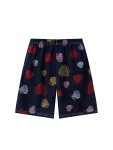 Casual Heart Print Shorts Girls Thin Breathable Shorts For Summer Beach Vacation Holiday Outdoor Gift