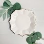 20PACK 17.78 Cm Small Size White Paper Party Plates With Golden Foil Scalloped Edging Scalloped Plates