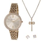 Ladies Gold Watch 3 Piece Box Set- HBSL4056