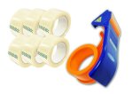 Tape Dispenser Cutter And Clear Tape 45MM X 100M Pack Of 6