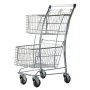 Steel Shopping Trolley Two Metal Mesh Baskets Deluxe 80L