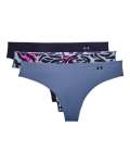 Women's Ua Pure Stretch Thong 3-PACK Printed - Mineral BLUE-470 Sm