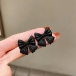 Unique Black Bow Design Stud Earrings Alloy Jewelry Vintage Elegant Style Suitable For Women Daily Dating Ear Accessories