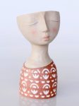 Brown & Orange Bust Flower Pot 28X14CM