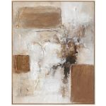 White Beige And Brown Oil On Canvas Abstract Framed 800MM X 1000MM