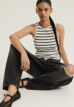 Ribbed Vest Top - Cream Striped
