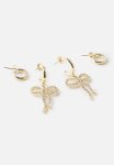 2PK Mid Earring- Gold Plated Diamante Bows